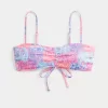 Reggiseno bikini a coste con laccetti