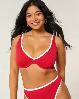 Reggiseno bikini con ferretto e coste alte e curve