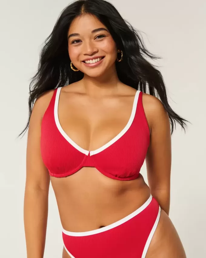 Reggiseno bikini con ferretto e coste alte e curve