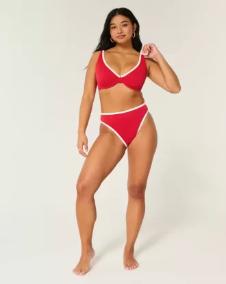 Reggiseno bikini con ferretto e coste alte e curve