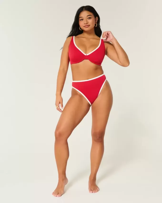 Reggiseno bikini con ferretto e coste alte e curve