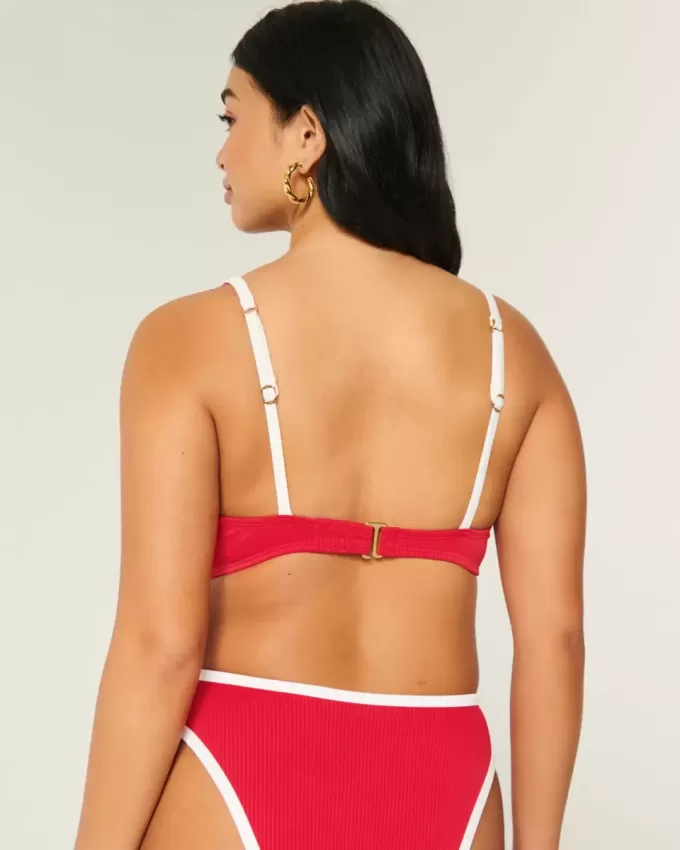 Reggiseno bikini con ferretto e coste alte e curve