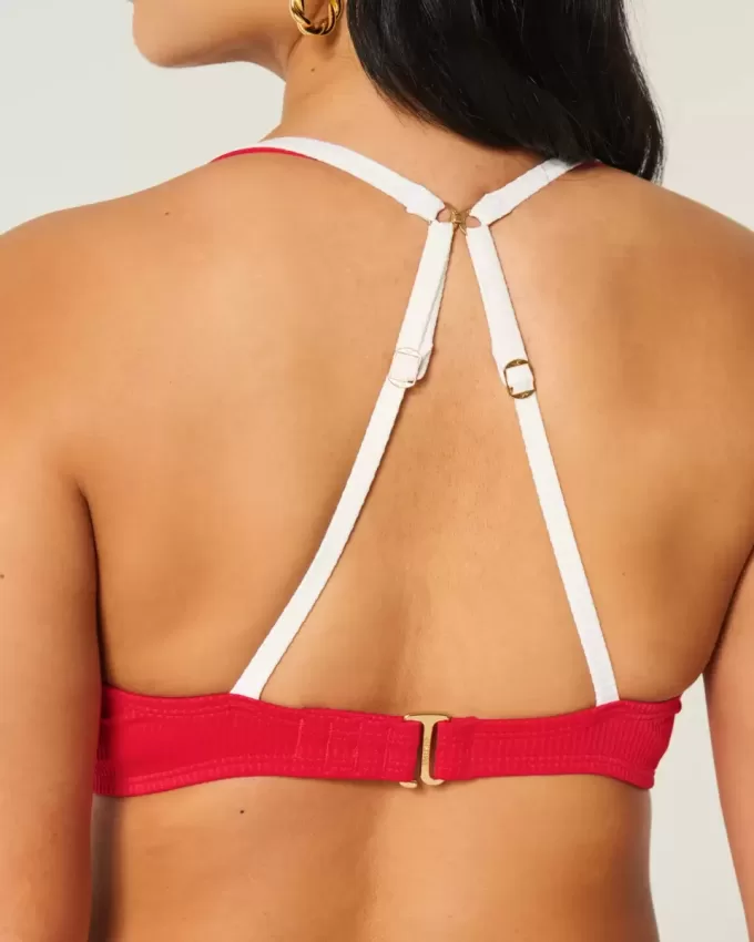 Reggiseno bikini con ferretto e coste alte e curve