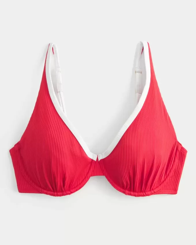 Reggiseno bikini con ferretto e coste alte e curve