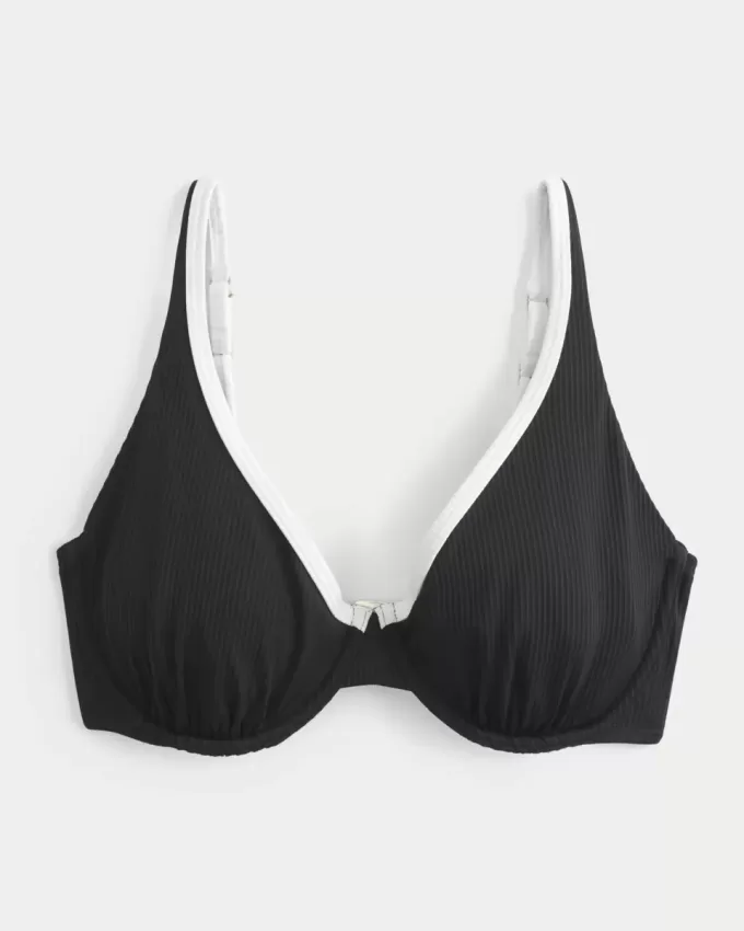 Reggiseno bikini con ferretto e coste alte e curve