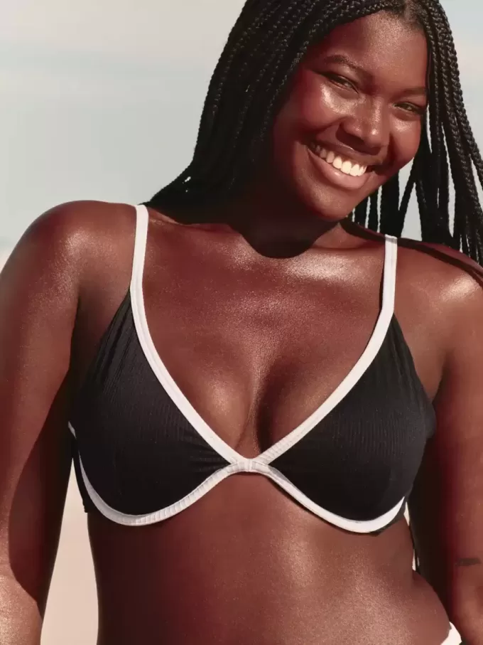 Reggiseno bikini con ferretto e scollo a coste