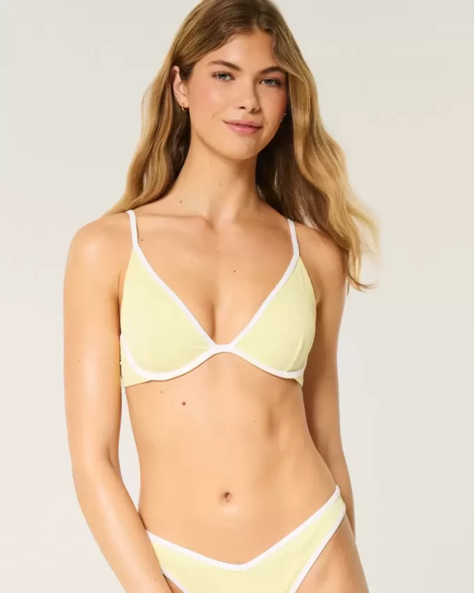 Reggiseno bikini con ferretto e scollo a coste