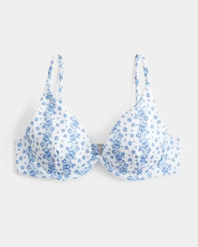 Reggiseno bikini con ferretto e scollo a coste