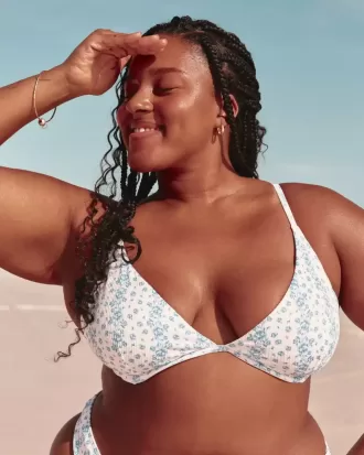 Reggiseno bikini con ferretto e scollo a coste
