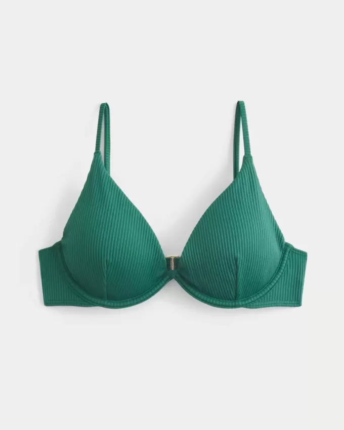 Reggiseno bikini con ferretto e scollo a coste