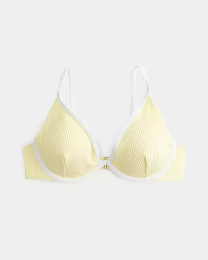 Reggiseno bikini con ferretto e scollo a coste