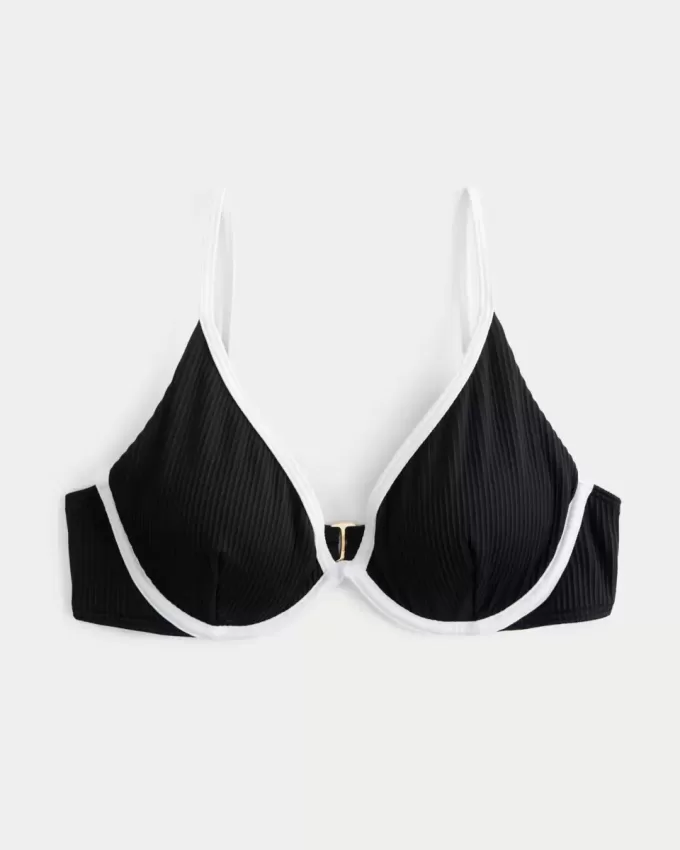 Reggiseno bikini con ferretto e scollo a coste