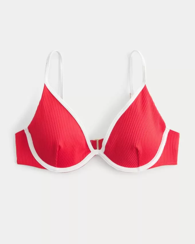 Reggiseno bikini con ferretto e scollo a coste