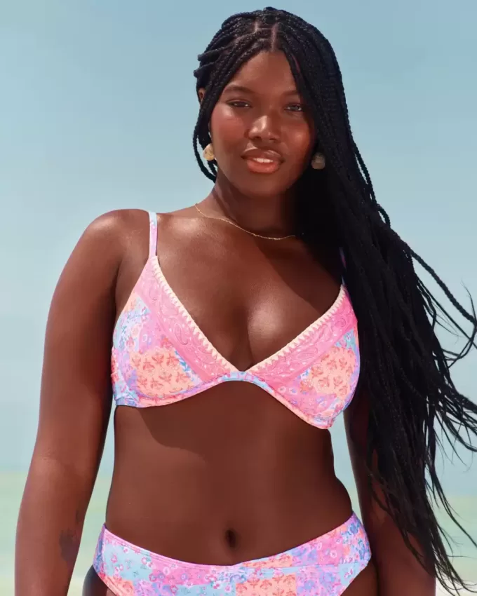 Reggiseno bikini con ferretto e scollo profondo ricamato