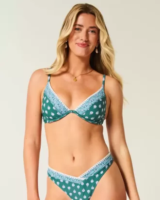 Reggiseno bikini con ferretto e scollo profondo ricamato