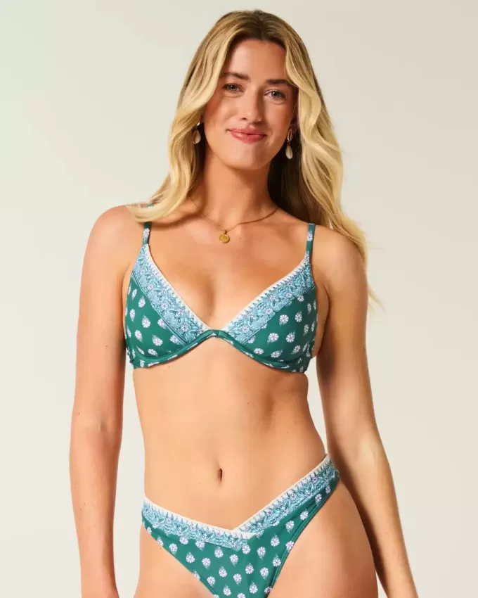 Reggiseno bikini con ferretto e scollo profondo ricamato
