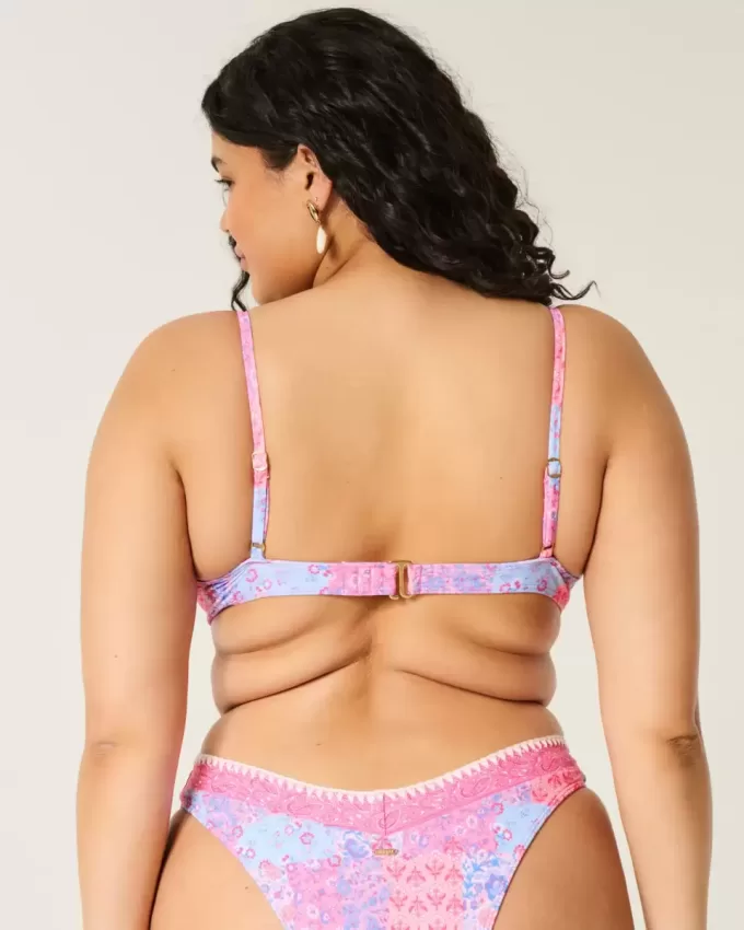 Reggiseno bikini con ferretto e scollo profondo ricamato