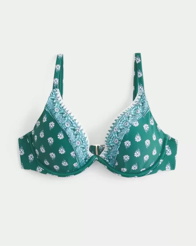 Reggiseno bikini con ferretto e scollo profondo ricamato
