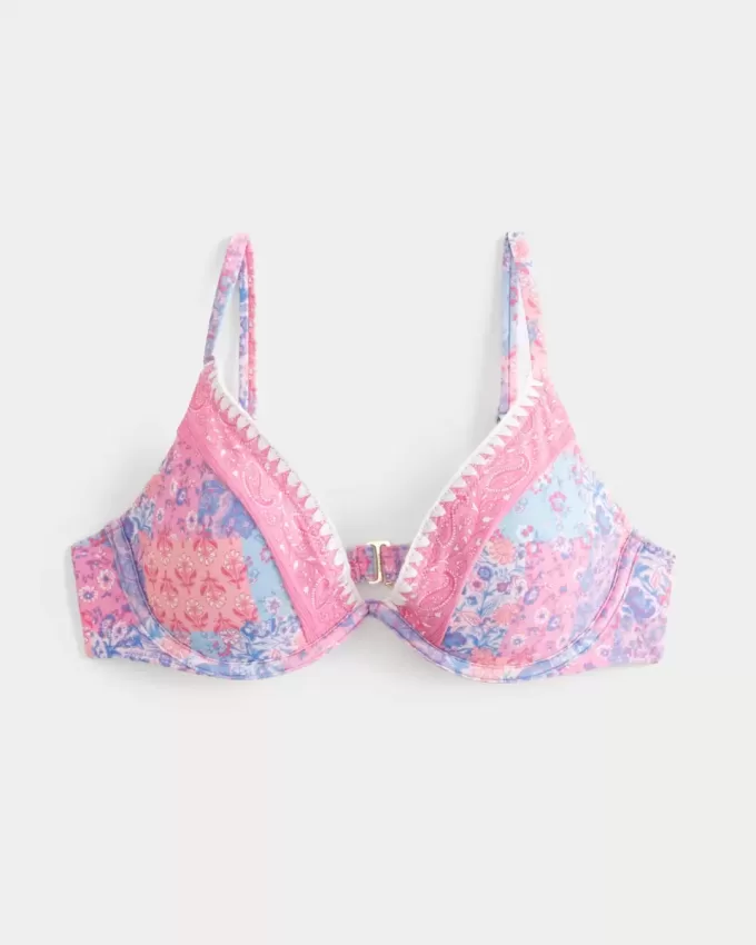 Reggiseno bikini con ferretto e scollo profondo ricamato