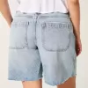 Shorts larghi e a vita bassa effetto lavaggio chiaro effetto used