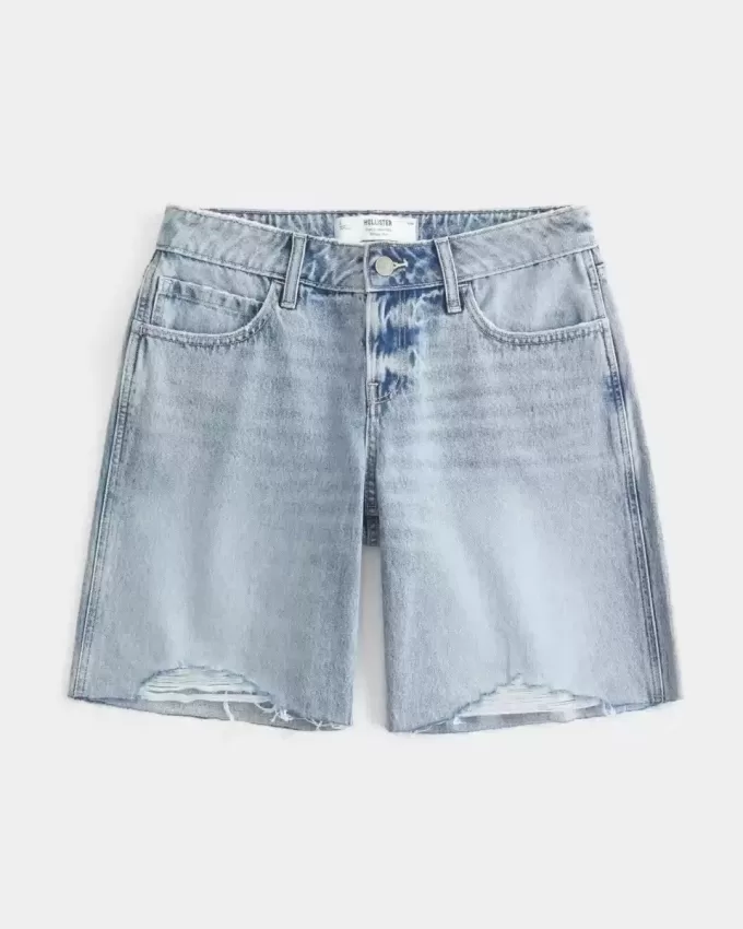 Shorts larghi e a vita bassa effetto lavaggio chiaro effetto used