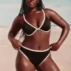 Slip bikini a vita alta con sgambatura alta e coste