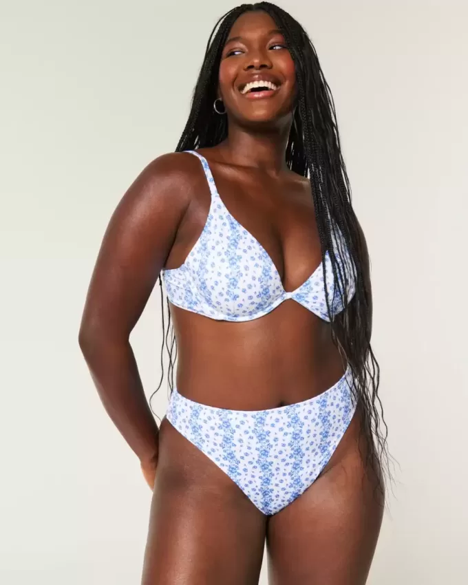 Slip bikini a vita alta con sgambatura alta e coste