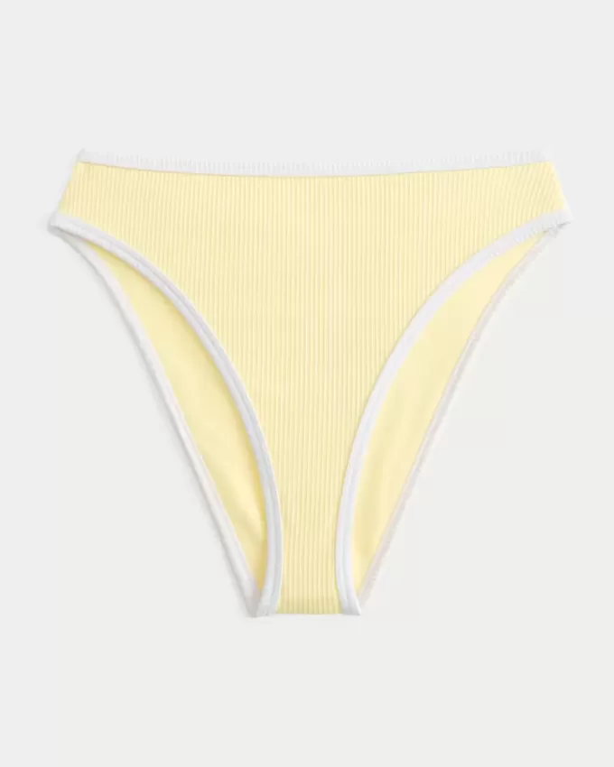 Slip bikini a vita alta con sgambatura alta e coste