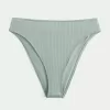 Slip bikini a vita alta con sgambatura alta e coste