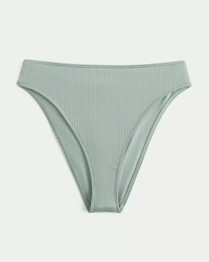 Slip bikini a vita alta con sgambatura alta e coste