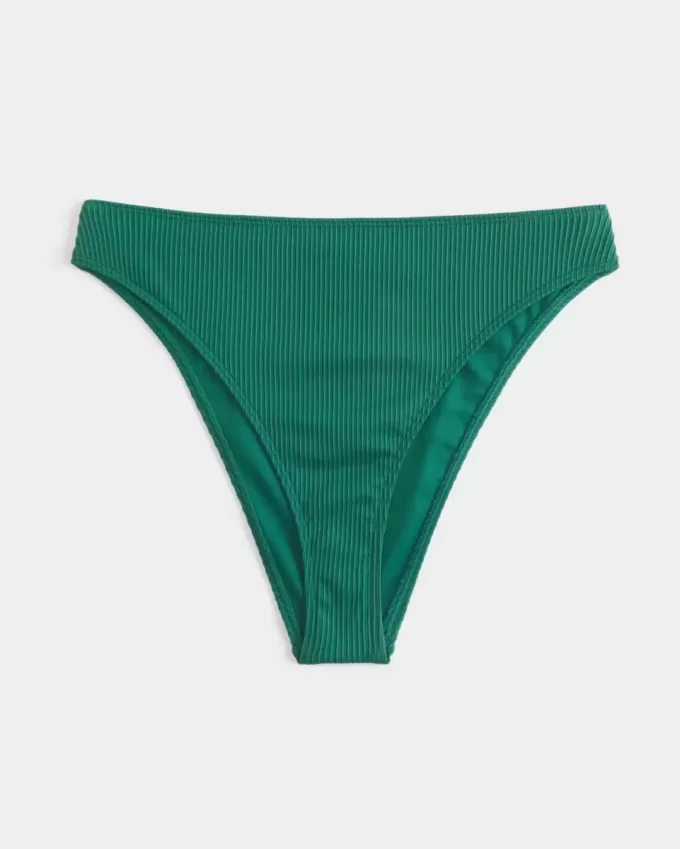 Slip bikini a vita alta con sgambatura alta e coste