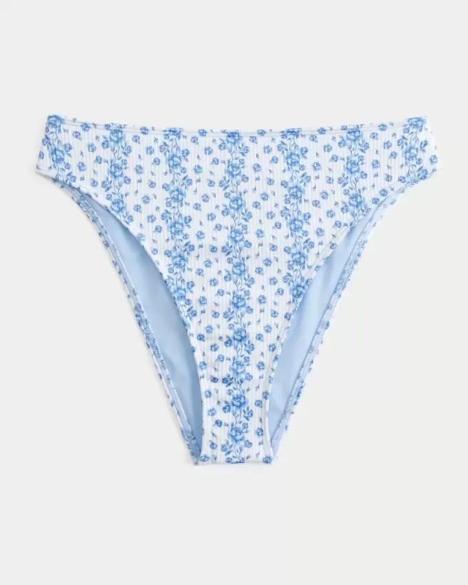 Slip bikini a vita alta con sgambatura alta e coste
