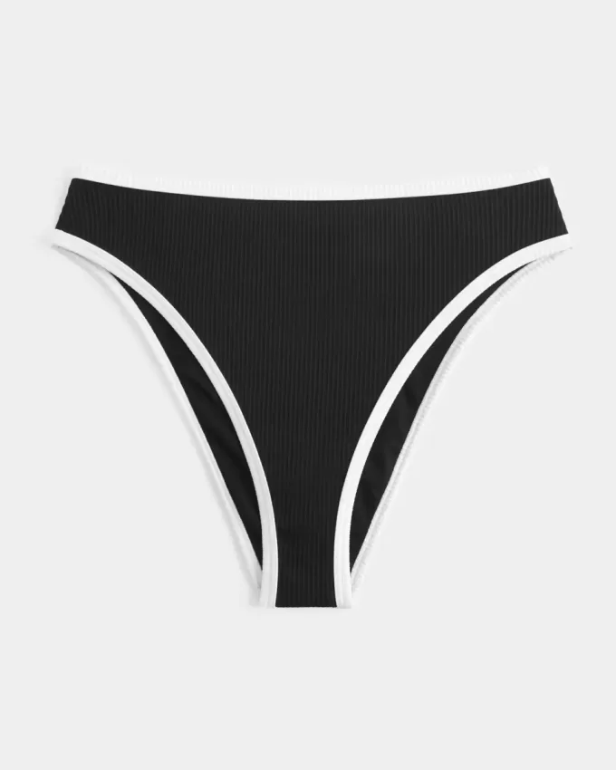 Slip bikini a vita alta con sgambatura alta e coste