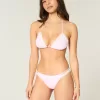 Slip bikini aderente con doppio cinturino e finiture in stile uncinetto