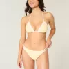 Slip bikini aderente con doppio cinturino e finiture in stile uncinetto Slip bikini aderente con doppio cinturino e finiture in stile uncinetto