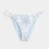 Slip bikini aderente con doppio cinturino e finiture in stile uncinetto Slip bikini aderente con doppio cinturino e finiture in stile uncinetto