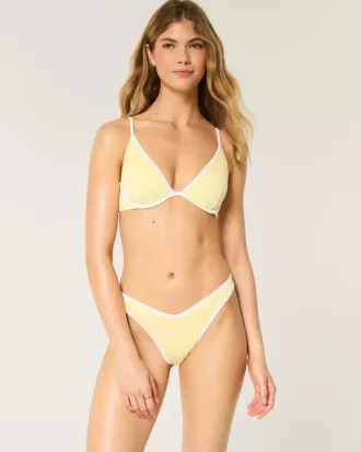Slip bikini Cheekiest a vita alta con sgambatura a coste e vita a V