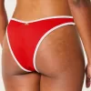 Slip bikini Cheekiest a vita alta con sgambatura a coste e vita a V