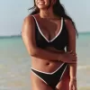 Slip bikini Cheekiest a vita alta con sgambatura a coste e vita a V