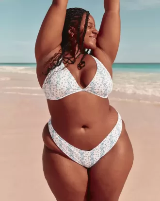 Slip bikini Cheekiest a vita alta con sgambatura a coste e vita a V