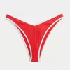 Slip bikini Cheekiest a vita alta con sgambatura a coste e vita a V