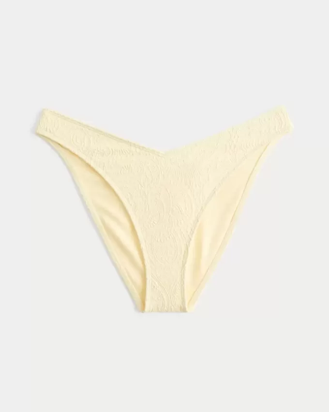 Slip bikini Cheeky in jacquard con vita a V e sgambatura alta Slip bikini Cheeky in jacquard con vita a V e sgambatura alta