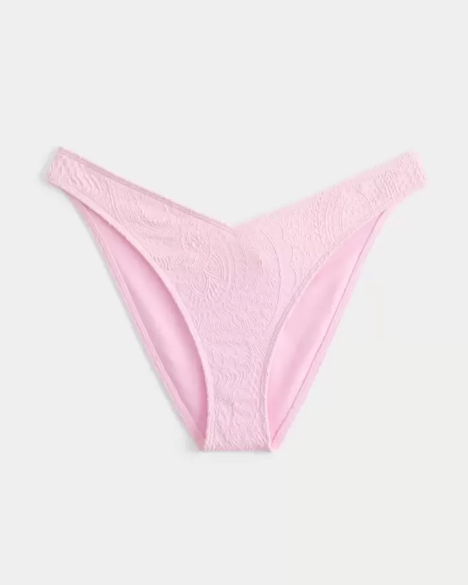 Slip bikini Cheeky in jacquard con vita a V e sgambatura alta Slip bikini Cheeky in jacquard con vita a V e sgambatura alta