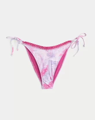 Slip bikini sfacciato con lacci laterali e finiture all’uncinetto