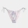 Slip bikini sfacciato con lacci laterali e finiture all’uncinetto