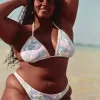 Slip bikini sgambato stile uncinetto misto