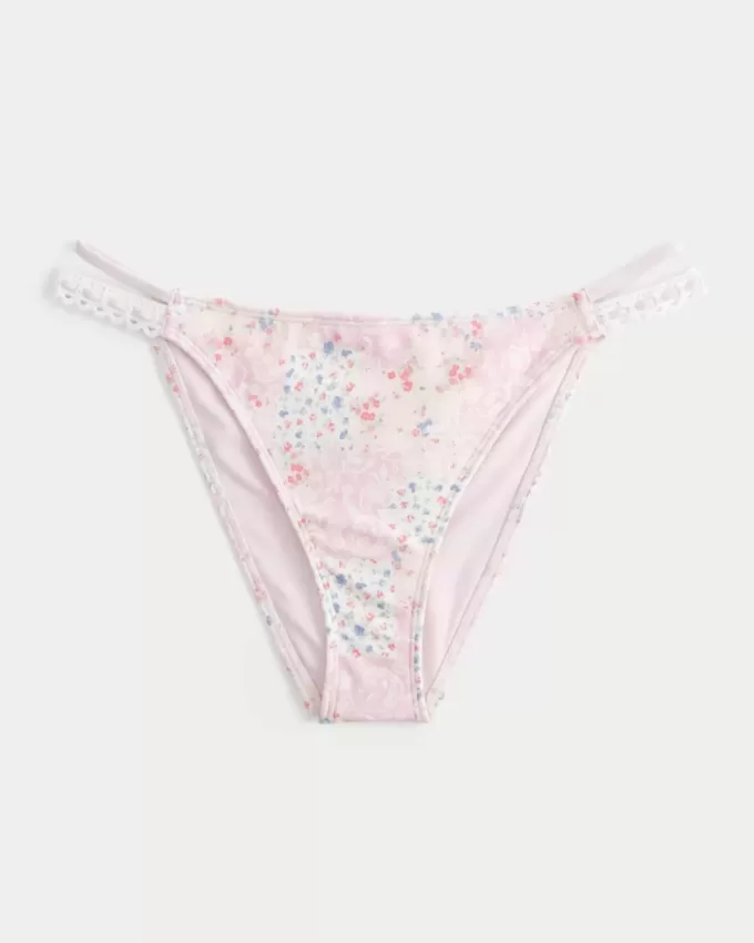 Slip bikini sgambato stile uncinetto misto