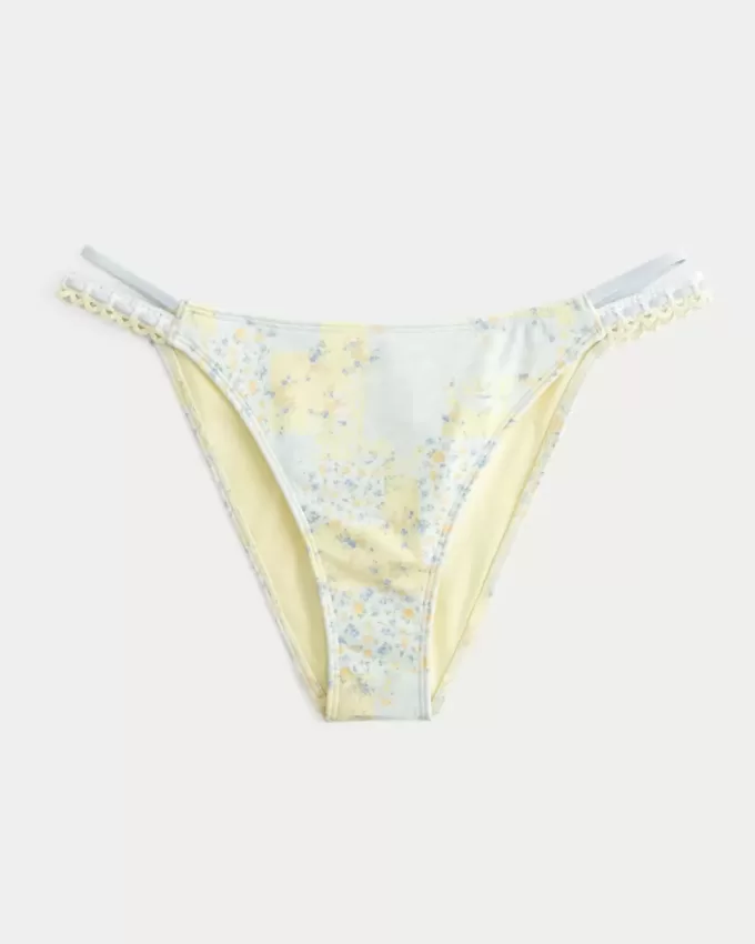 Slip bikini sgambato stile uncinetto misto