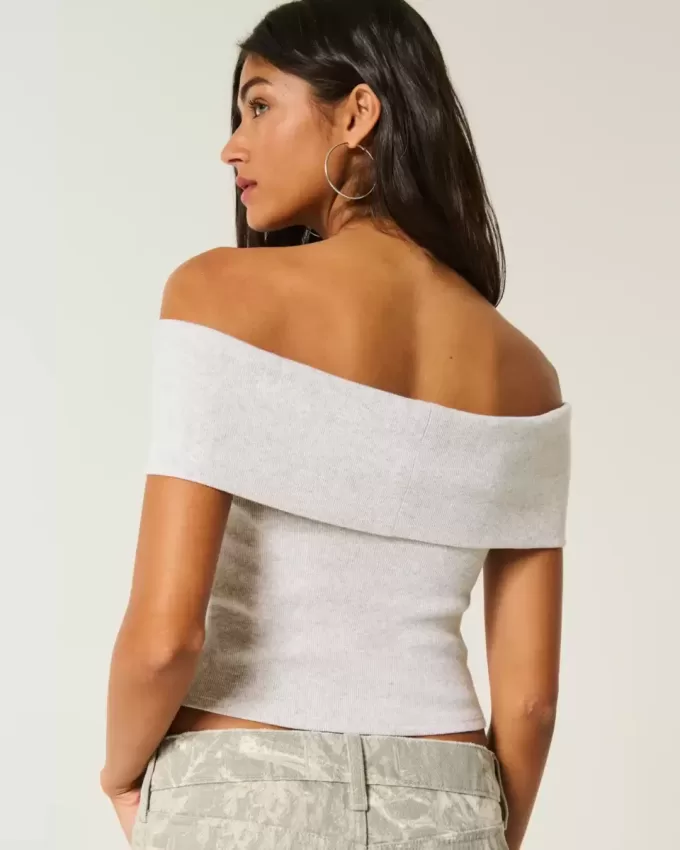 Top a coste con spalle scoperte e risvolto