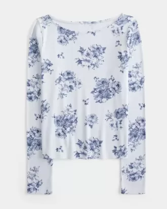 Top a maniche lunghe con scollo a V